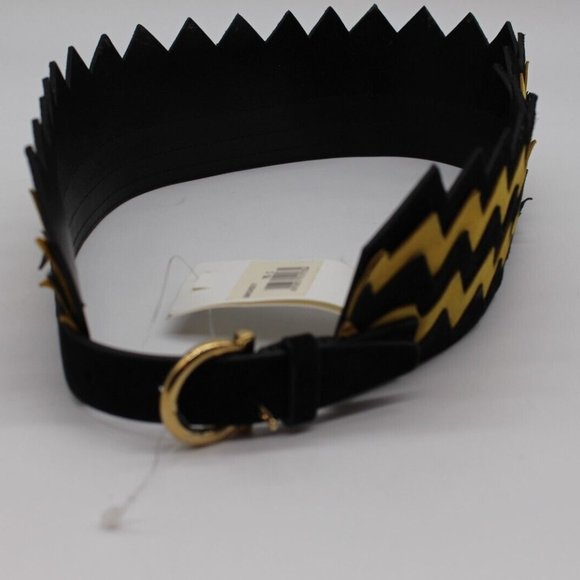 $725 Salvatore Ferragamo Belt - Black/Yellow Suede Leather Womens Size 75 defect main image 5